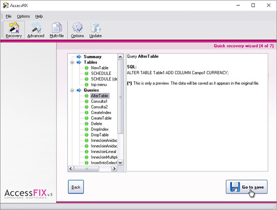 Click on the name of the query to view.