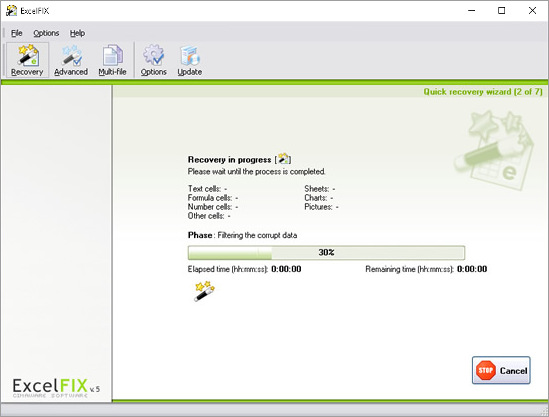 ExcelFIX is recovering the file.