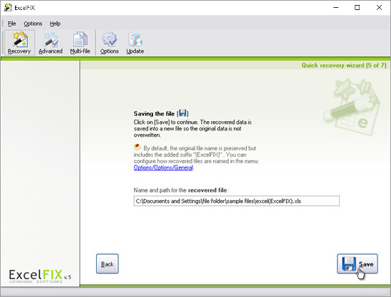 View the path to recovered file and click “Save.”