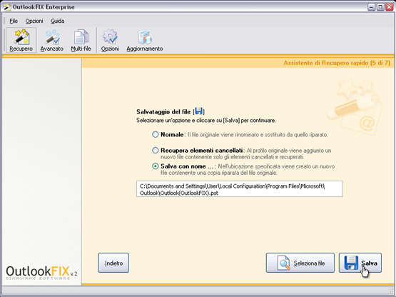 OutlookFIX sta salvando il file recuperato.
