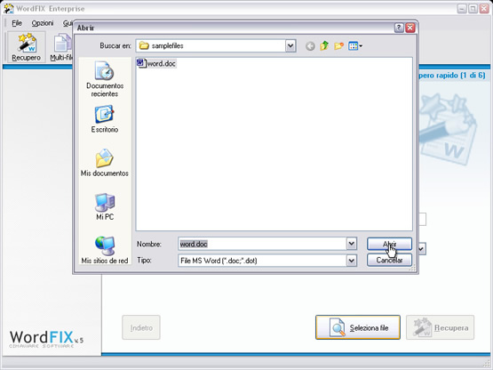 Usare Windows Explorer per esplorare il file danneggiato e cliccare su “Apri”.