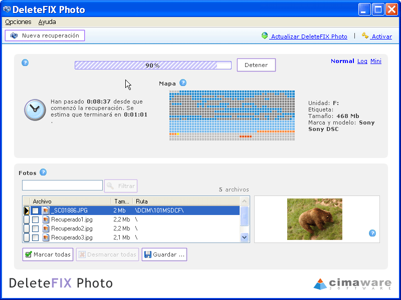 DeleteFIX Photo está recuperando sus fotos.