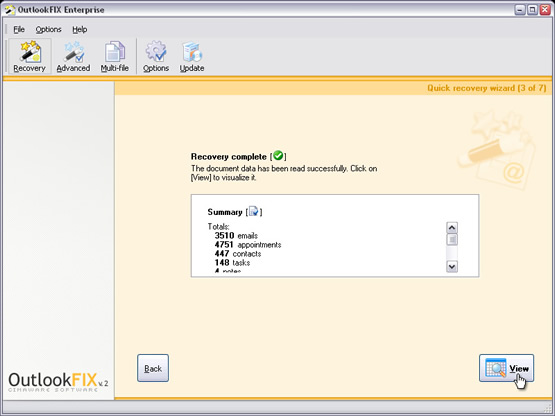 Click “View” to examine recovered information.
