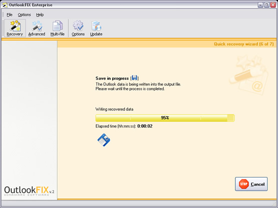 OutlookFIX is saving the recovered file.