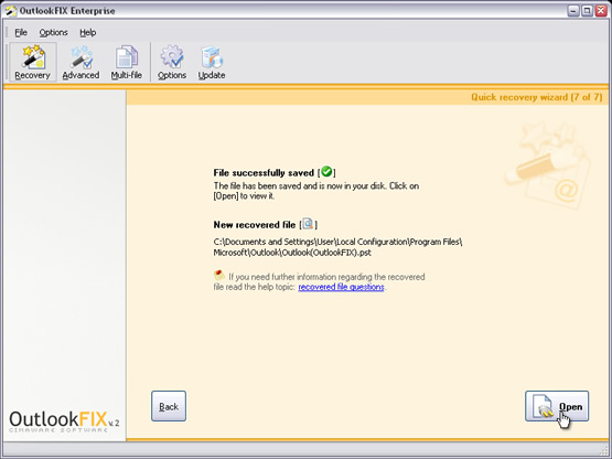 Open MS Outlook and import the fully recovered and error free PST file.